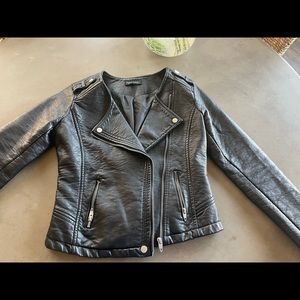 Black cropped leather jacket